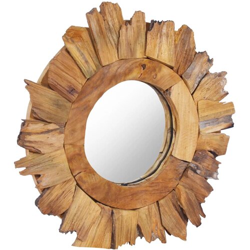 Maison Chic Stensko Ogledalo - Zrcalo - Kozmetično ogledalo 40 cm iz tikovine okroglo, (21698187) Slike