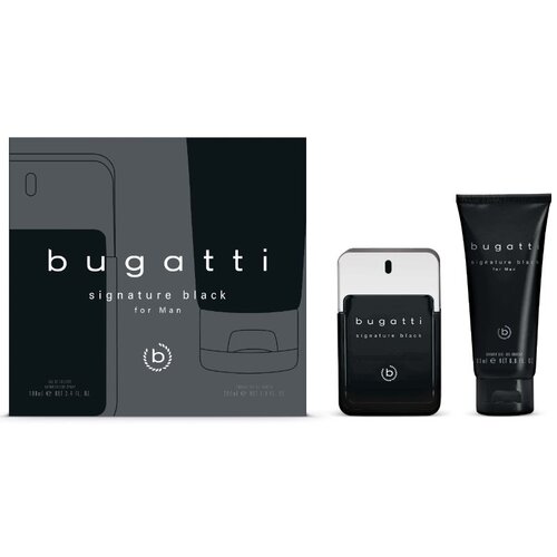 Bugatti set za mu&amp;scaron;karce Signature black, (toaletna voda 100ml + gel za tu&amp;scaron;iranje 200ml) Slike