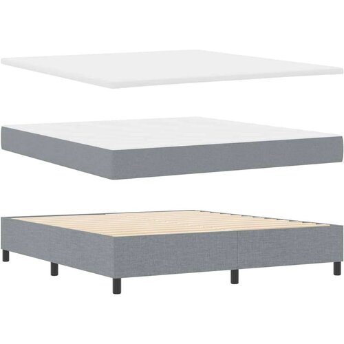  LED Box Spring Krevet Svijetlo siva 180 x 200 cm tkanina Slike
