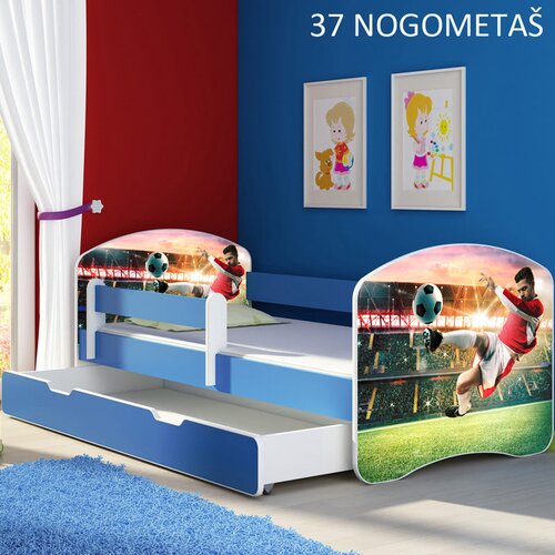  Otro&scaron;ka postelja ACMA z motivom, stranska modra + predal 180x80 cm 37 Nogometa&scaron; Cene