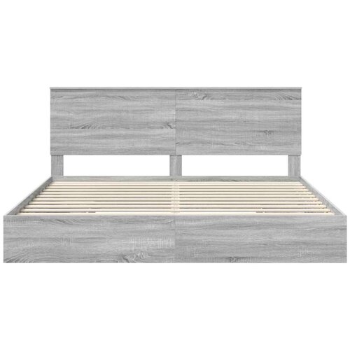  Krevet s od storage Siva Sonoma 200 x 200 cm Konstruirano drvo Slike