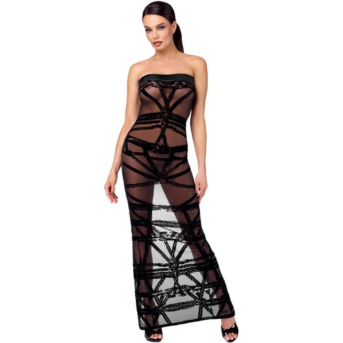 Noir Handmade F358 Bondesque Opera Off-Shoulder Long Dress Black XS Slike