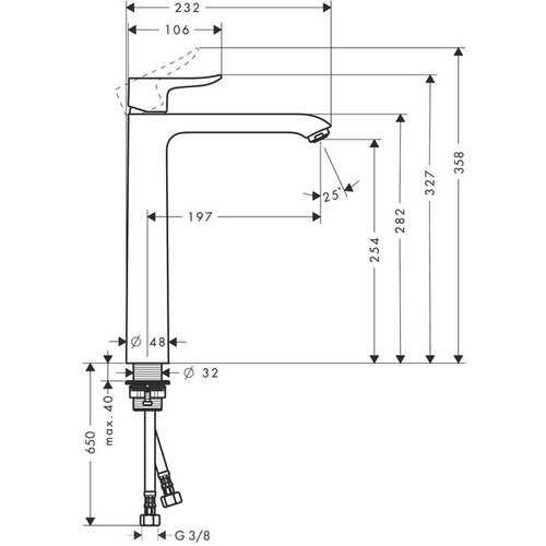 Hansgrohe enoročna armatura za umivalnik METRIS 260 brez zgornjega dela sifona (31184000) Slike