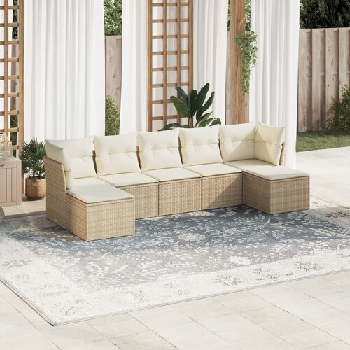 VidaXL 7-dijelni set vrtnih sofa od poliratana s jastucima bež Slike