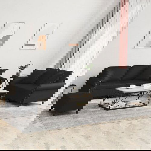 The Living Store Sedežna garnitura z vzglavniki 3-delna črno umetno usnje - Sedežna Garnitura, (21472412) Cene