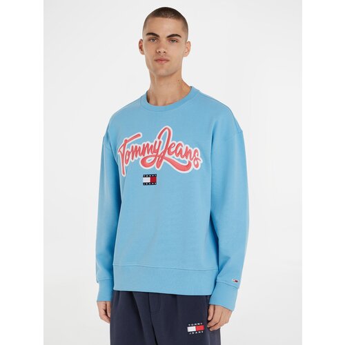 Tommy Jeans College Pop Text Crew Pulover Modra Slike