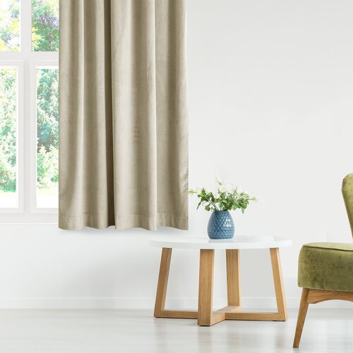 Restilo Rjava/bež žametna zavesa za delno zatemnitev 140x245 cm Eyelets &amp;ndash; Slike