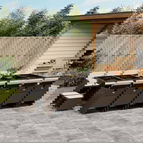 vidaXL 15-dijelni vrtni blagovaonski set s jastucima poliratan smeđi Cijene