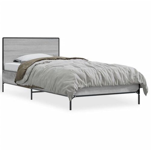  Okvir za krevet boja hrasta 75x190 cm konstruirano drvo i metal Siva 75 x 190 cm Slike
