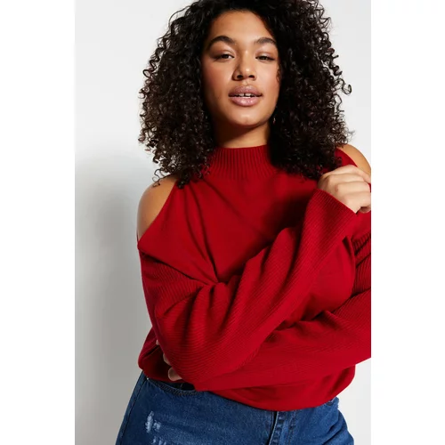 Trendyol Curve Red Cut Out Detailed Knitwear Sweater