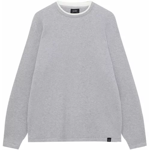 Pull&Bear Sweater majica svijetlosiva / bijela