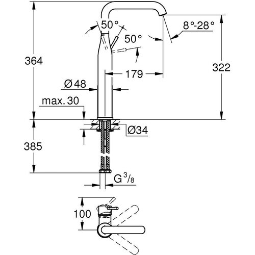 Grohe Essence baterija za umivaonik XL &amp;ndash; Size 32901DC1 Slike