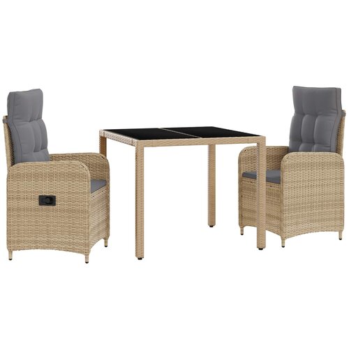 vidaXL Zunanja jedilnica z blazino 3 pcs Bež in svetlo siva, (5000281330) Cene