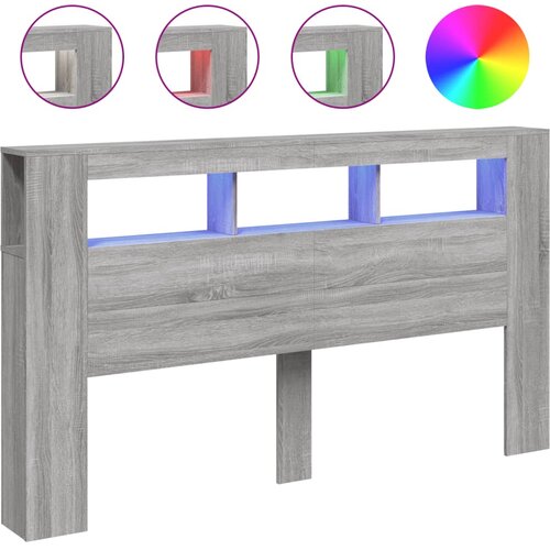 Maison Chic LED Posteljno vzglavje - Vzglavna omarica - Nočna omarica siva sonoma 180x18,5x103,5 cm inž. les, (21708422) Slike