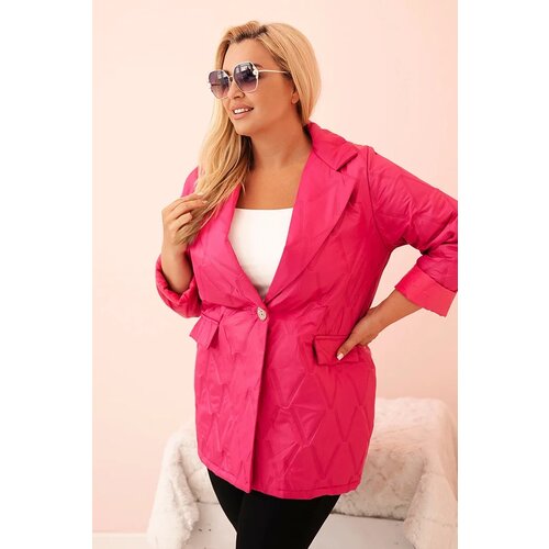 Kesi Włoski Women's Plus Size quilted jacket with collar and button pink Cijene