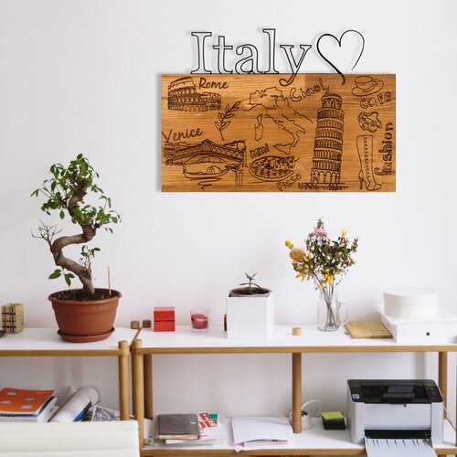 Atelier Del Sofa zidna dekoracija I Love You Italy, 58x41 cm, Smeđe boje Slike