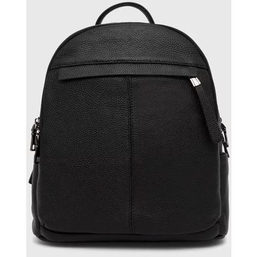 Answear Lab Kožni ruksak za žene, boja: crna, mali, bez uzorka