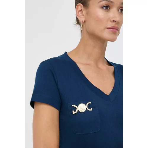 Marciano Guess Bombažna kratka majica ženski, mornarsko modra barva