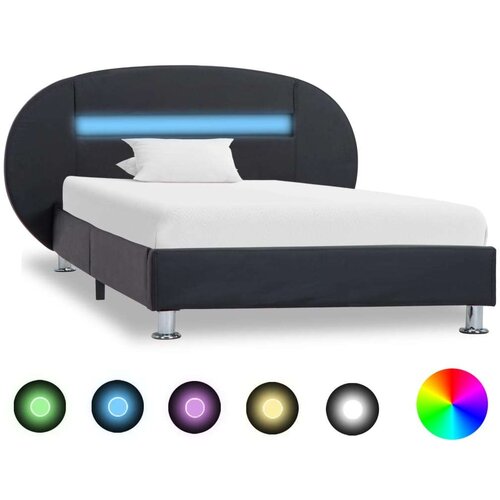  Kreveta od umjetne kože s LED svjetlima crni 90 x 200 cm Slike