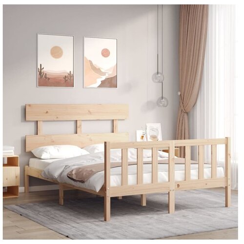vidaXL Okvir za krevet s uzglavljem 140x200 cm od masivnog drva Cene