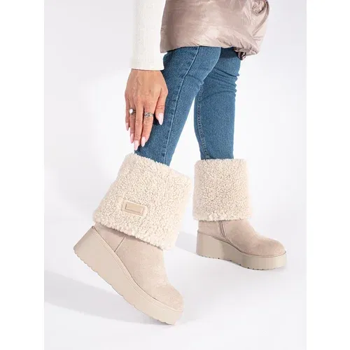 SEASTAR Beige insulated women's wedge boots