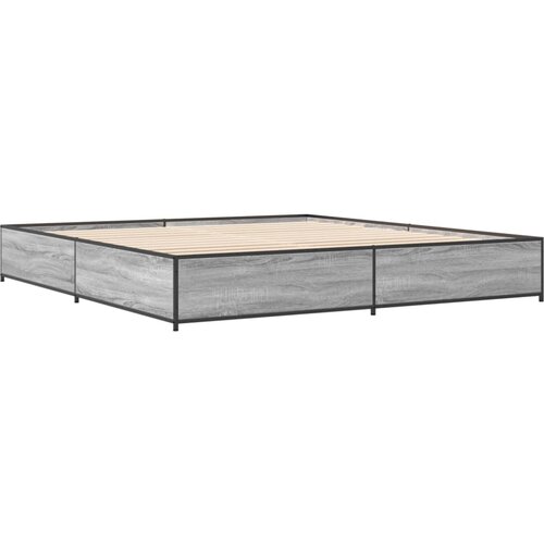 VidaXL Posteljni okvir siva sonoma 200x200 cm inž. les in kovina, (21128212) Slike