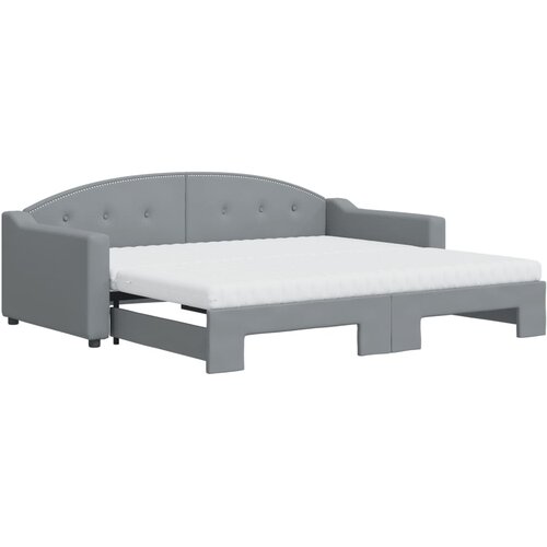  Dnevni krevet na razvlačenje svjetlosivi 90 x 190 cm od tkanine Slike