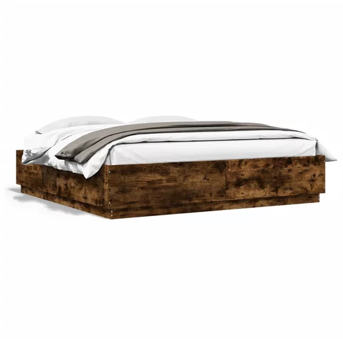  Okvir kreveta s LED svjetlima boja hrasta 180 x 200 cm drveni