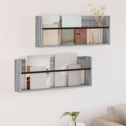  Polica za časopise s policom 2 pcs Siva Sonoma 80 x 12 x 30 cm Cijene