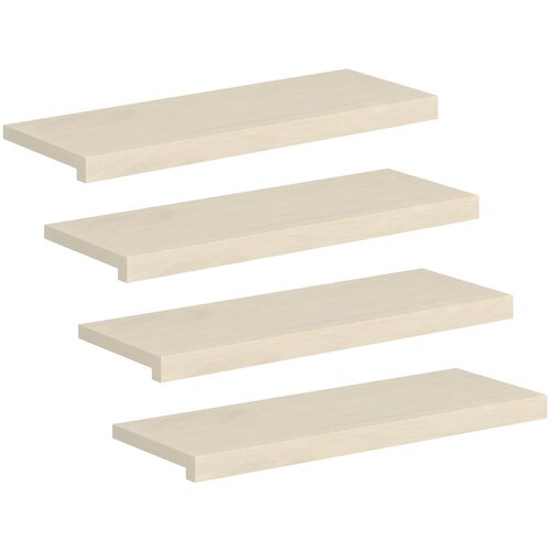  Stepenica 4 kom. 80 x 30 x 2 cm Bijela Čvrsto Hrastovo Drvo Slike