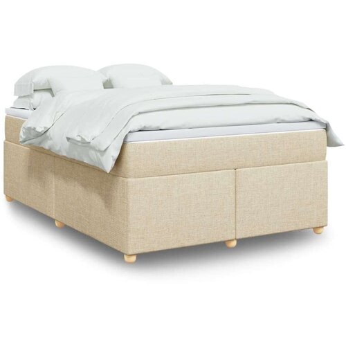  Krevet s oprugama i madracem krem 140 x 190 cm od tkanine Slike