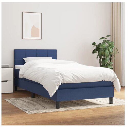  Box spring postelja z vzmetnico moder 80x200 cm blago Cene