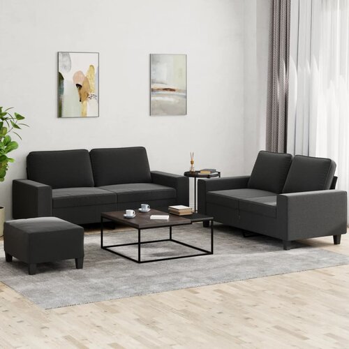 3-dijelni set sofa crni od tkanine Cene