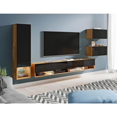 P &amp;amp; B Dnevni Regal Amadeo, Črna, Barva Hrasta, Led, 4-Delno Slike