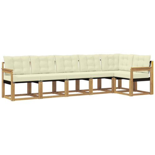 vidaXL Zunanja garnitura za sedenje z blazino 6 pcs Bela in krem, (5000280140) Cene
