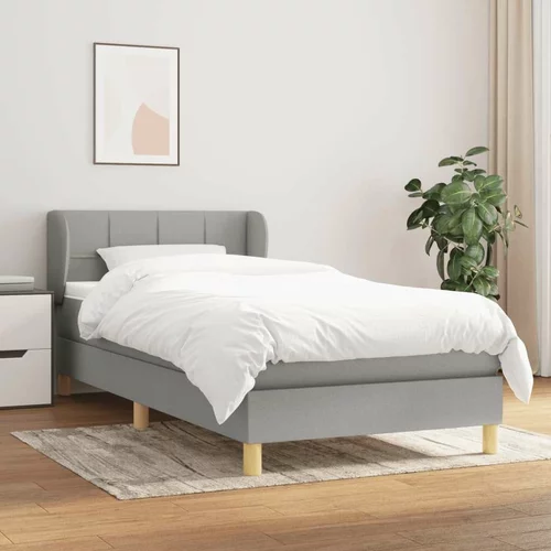 Box spring postelja z vzmetnico svetlo siva 90x200 cm blago, (20900355)