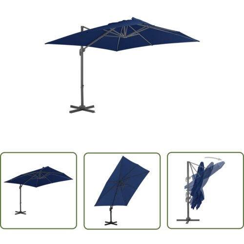  The Living Store Previsni senčnik z aluminijastim drogom 3x3 m sinje moder - Previsni Senčnik, (21742689) Cene