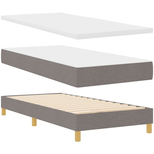 vidaXL Krevet s box springom i madracem taupe 90x200 cm tkanina, Uzglavlje s gumbima tufted taupe 90 cm tkanina Cijene