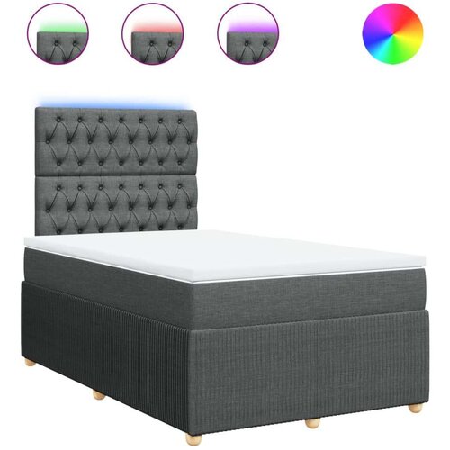VidaXL Krevet s oprugama i madracem tamnosivi 120 x 200 cm od tkanine Slike