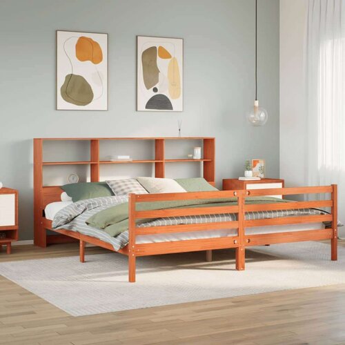 vidaXL Krevet s regalom za knjige bez madraca 200x200 cm masivno drvo Cene