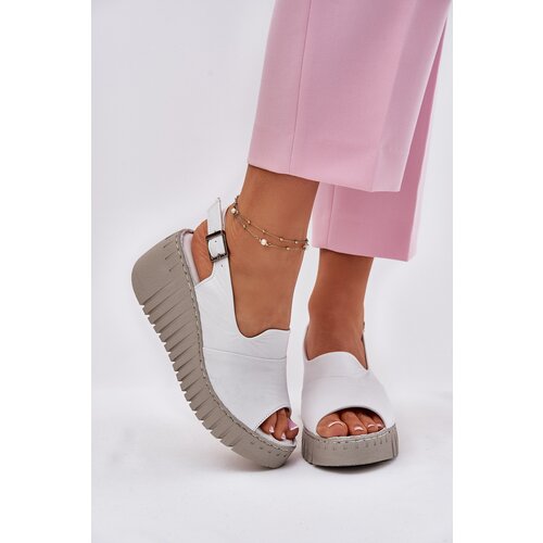 ARTIKER Women&amp;#039;s Sandals Made Of Natural Leather On Wedge White Slike