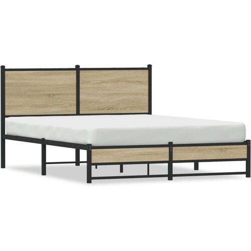 Metalni okvir kreveta s uzglavljem boja hrasta sonome 140x200cm Slike