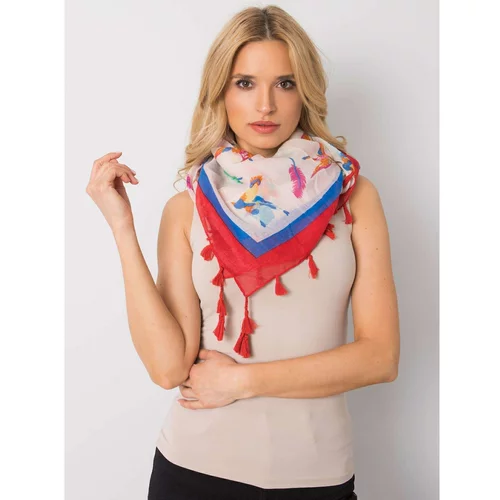 Fashion Hunters Beige scarf with a colorful print