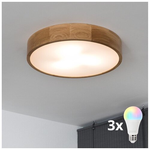  Brilagi - LED RGBW prigu&scaron;iva stropna svetiljka CARVALHO 3xE27/15W/230V Wi-Fi hrast prečnika 47,5 Cene