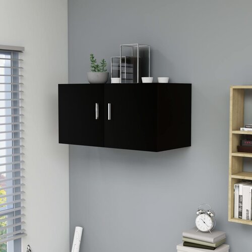 VidaXL Stenska omarica črna 80x39x40 cm iverna plo&amp;scaron;ča Slike