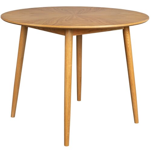 White Label Okrogla jedilna miza z mizno plo&amp;scaron;čo v hrastovem dekorju &amp;oslash; 120 cm Fabio &amp;ndash; Slike