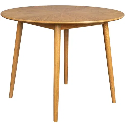 White Label Okrogla jedilna miza z mizno ploščo v hrastovem dekorju ø 120 cm Fabio –