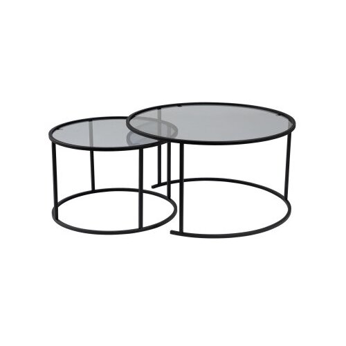 Hanah home Aurum - 80, 60 - Black, Grey BlackGrey Coffee Table Set Slike