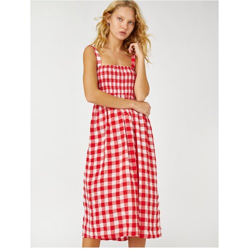 Koton Checkered Midi Dress With Gippes Slike