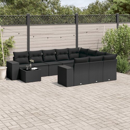  11-dijelni set vrtnih sofa od poliratana s jastucima crni Cijene
